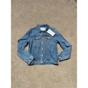 NEW‎ Calvin Klein Jeans Jacket Women Size Medium Cotton Denim Collared Trucker